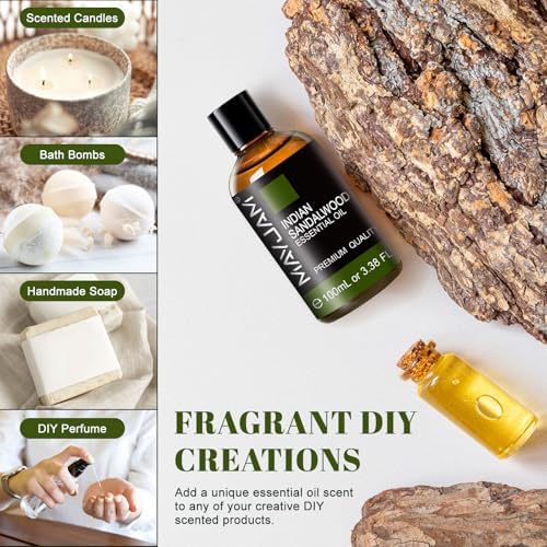 MAYJAM Indian Sandalwood Essential Oils for Skin Care and Hair Care - 100ml MAYJAM Indian Sandalwood Essential Oils fo