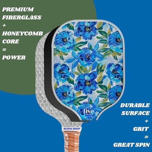 Premium Pickleball Paddle Racket - Durable Fiberglass - Honeycomb Core - Women - Match Play & Practice - Awesome Pop & S