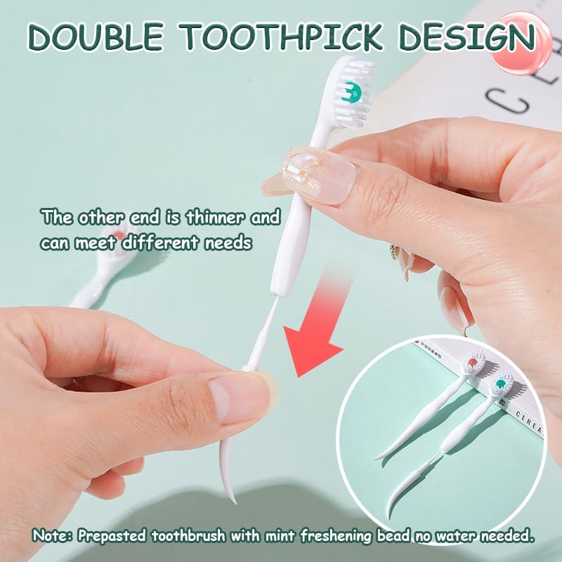 Disposable Mini Toothbrushes with Toothpaste for Travel and Work (Mint, 20) | Portable Mint Disposable Toothbrushes fo