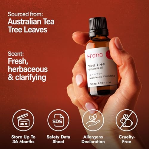 H'ana Sandalwood Essential Oil - 1.02 Fl Oz - for Hair and Skin, Aromatherapy, DIY Soap Making - ClimatePartner Certifie