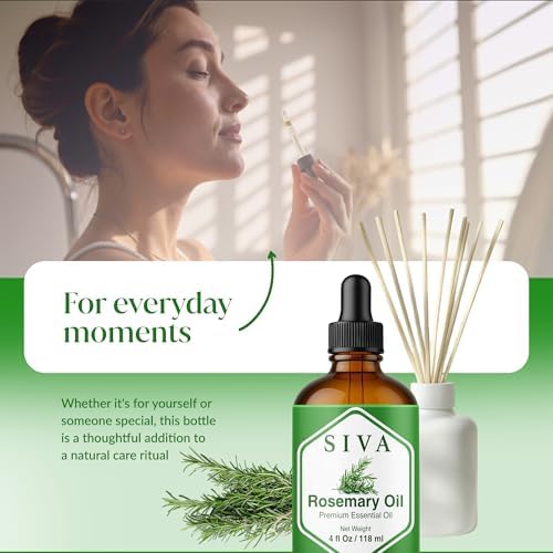 Siva Rosemary Essential Oil - 100% Natural Rosemary Oil – for Skin Care, Hair Care, Aromatherapy - 4 Fl Oz with Dropper