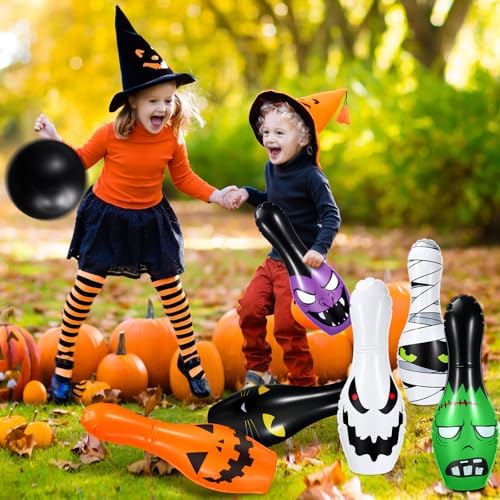 Soulchen Giant Halloween Inflatable Bowling Set for Family Activities