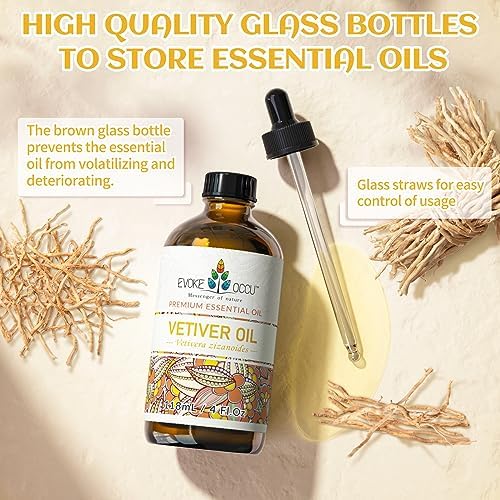 EVOKE OCCU Vetiver Essential Oil and Ginger Essential Oil for Men - Stress Relief and Focus - 4 Fl Oz