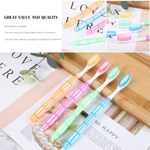 EasyHonor 36 PCS Colorful Manual Disposable Toothbrushes for Adults, Perfect for Travel & Hotels, Ergonomics Handle, Me