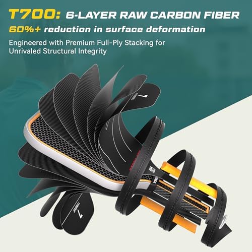 T700 Raw Carbon Fiber Pickleball Paddle for Ultimate Spin & Consistency USAPA ApprovedPremium Pickle Ball Racket with 16