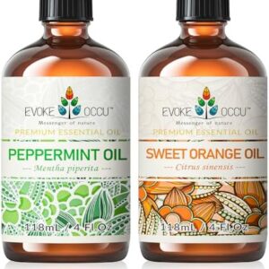 EVOKE OCCU Peppermint and Sweet Orange Essential Oils - Refreshing and Invigorating for Home Use - 4 Fl Oz