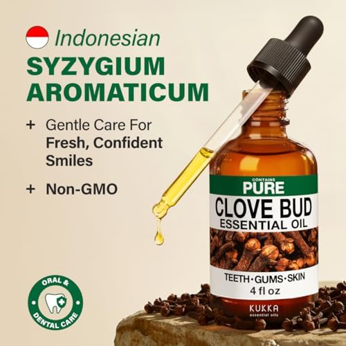 KUKKA Clove Essential Oils for Hair, Skin, Diffuser, and Aromatherapy USDA Organic | KUKKA Clove Essential Oils 4 Fl Oz
