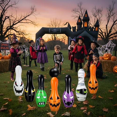 Soulchen Giant Halloween Inflatable Bowling Set for Family Activities