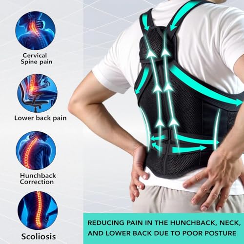 Upper/Lower Back Posture Corrector for Women and Men: Pain Relief and Comfortable Support Medium Black Posture Corrector