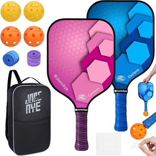 JoncAye USAPA Approved Pickleball Paddles Set of 4 for Adults, Men, Women, and Kids with Balls and Bag JoncAye USAPA App
