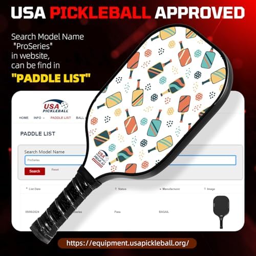 BAGAIL USAPA Approved Pickleball Paddles Set for Traction and Stability | Lightweight BAGAIL Pickleball Rackets with 4