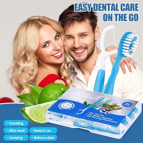 5-in-1 Prepasted Travel Toothbrush with Toothpaste Floss & Pick 36 Pack – Hotel Camping Flight Car Guest Use for Women M