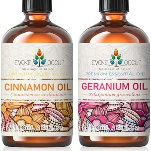 EVOKE OCCU Cinnamon Essential Oil and Geranium Essential Oil for Relaxation - Stress Relief and Mood Improvement - 4 Fl