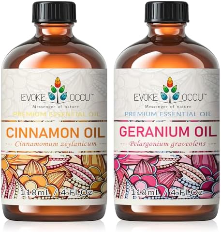 EVOKE OCCU Cinnamon Essential Oil and Geranium Essential Oil for Relaxation - Stress Relief and Mood Improvement - 4 Fl