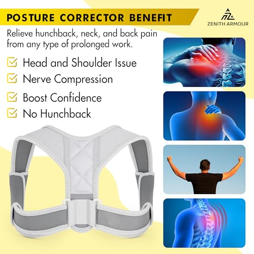 Adjustable Back Posture Corrector for Men and Women | Mid, Upper Spine Support Posture Straightener | Neck, Shoulder, C
