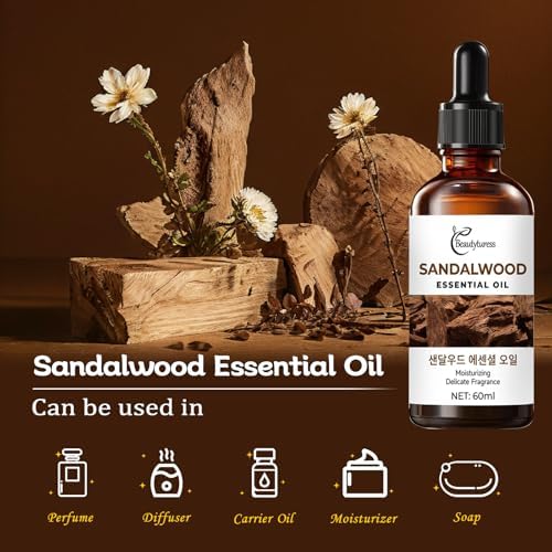Sandalwood Essential Oil – 100% Pure & Natural Premium Grade Aromatherapy Oil – Warm Woody Scent for Meditation & Relaxa