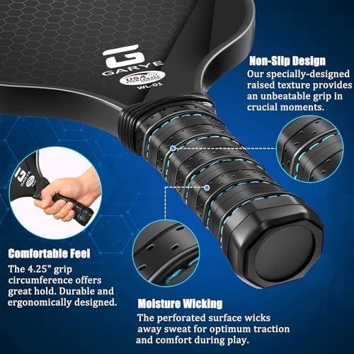 GaryE Carbon Fiber Pickleball Paddles for Adults and Teenagers | GaryE Lightweight USAPA Approved Pickleball Rackets Se