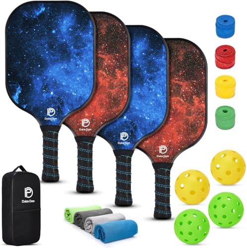 DULCE DOM USAPA Approved Fiberglass/Carbon Fiber Pickleball Paddles Set of 4 for Training | DULCE DOM 4 Indoor Outdoor