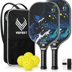 USAPA Approved Carbon Fiber Surface Pickle Ball Paddles Set - Ideal for Beginners' Training and Game (Blue) | Lightweig