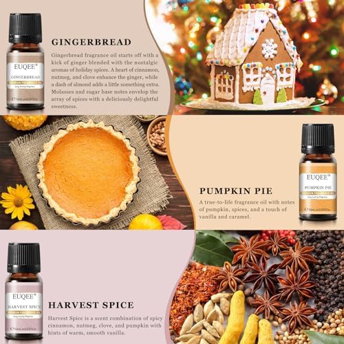 EUQEE Woody Essential Oils Set for Aromatherapy - Pure & Natural Oils - Eucalyptus, Cedarwood, Sandalwood, Frankincense,