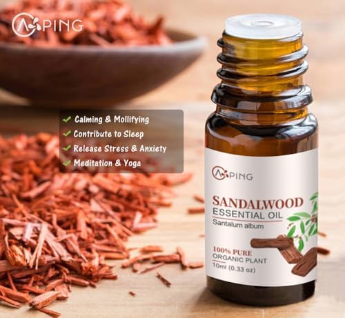 Sandalwood & Clary Sage Essential Oils for Aroma and Spa - 100% Pure Organic Natural Plant Oils, 2x10ML Sandalwood & C