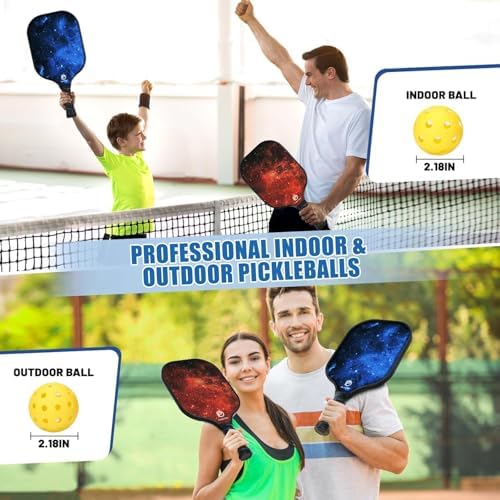 DULCE DOM USAPA Approved Fiberglass/Carbon Fiber Pickleball Paddles Set of 4 for Training | DULCE DOM 4 Indoor Outdoor