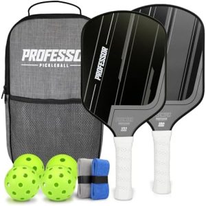 Professor Premier Pickleball Paddle Set - 2024 USAPA Approved, Professional Quality, Fiberglass Surface Attributes for S