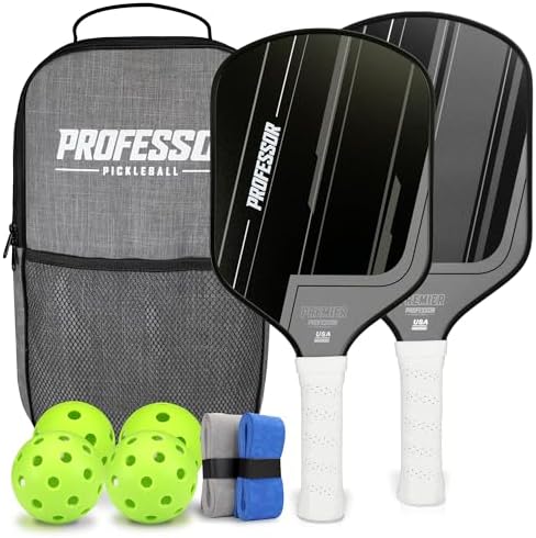 Professor Premier Pickleball Paddle Set - 2024 USAPA Approved, Professional Quality, Fiberglass Surface Attributes for S