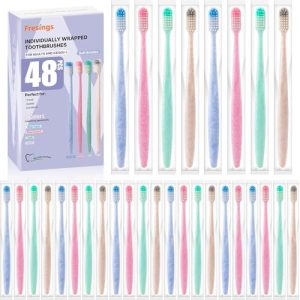 48-Pack Soft Bristle Disposable Toothbrushes for Adults and Kids – Bulk Travel Toothbrush – Hotel, Home, Camping Donatio