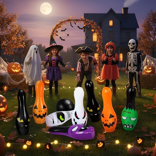 Soulchen Giant Halloween Inflatable Bowling Set for Family Activities