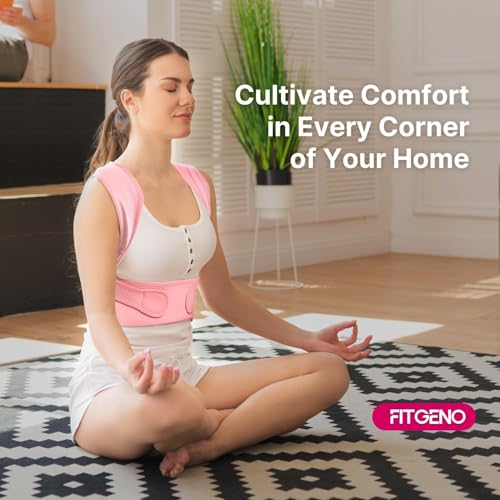 Fit Geno Posture Corrector for Women: Neck Shoulder & Upper Back Pain Relief - Adjustable Lightweight Brace for Improved