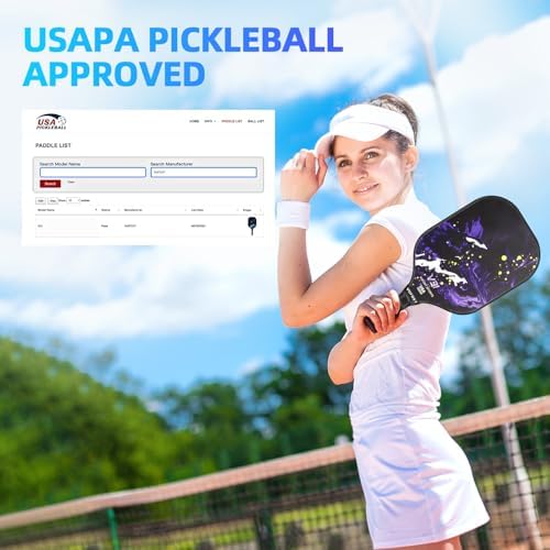 USAPA Approved Carbon Fiber Surface Pickle Ball Paddles Set - Ideal for Beginners' Training and Game (Blue) | Lightweig