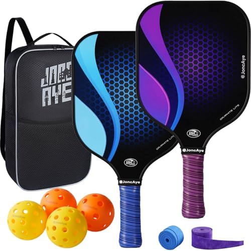 JoncAye USAPA Approved Pickleball Paddles Set of 4 for Adults, Men, Women, and Kids with Balls and Bag JoncAye USAPA App