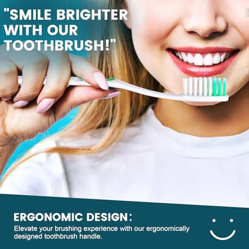 Navona Kids Toothbrush, Medium Soft Bristle, Ergonomics Handle, Perfect for Travel & Hotel, Bulk Disposable Toothbrushe