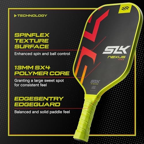 SLK Latitude & Nexus Pickleball Paddles: Graphite Face with SpinFlex Surface for Control and Power | REV-Core+ / SX4 Pol