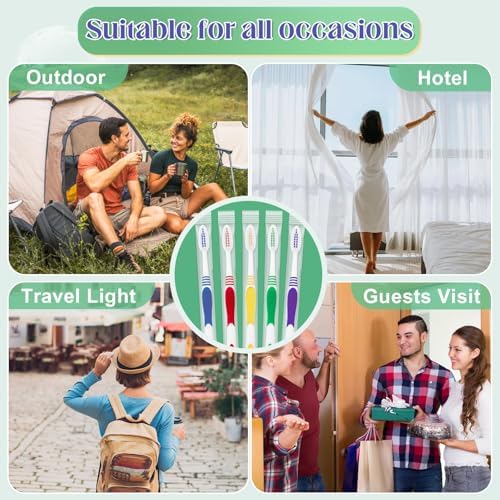 Bulk Disposable Travel Toothbrushes Pack - Soft Bristle Good Cleaning for Kids, Adult & Elderly | 50 Pcs Individually W