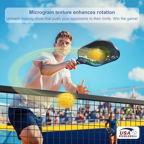 USAPA Approved Carbon Fiber Surface Pickle Ball Paddles Set - Ideal for Beginners' Training and Game (Blue) | Lightweig