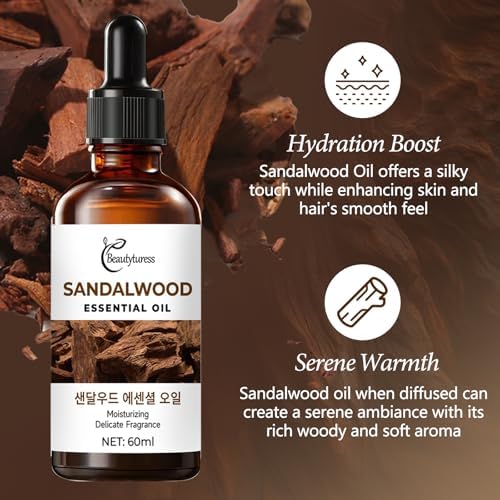 Sandalwood Essential Oil – 100% Pure & Natural Premium Grade Aromatherapy Oil – Warm Woody Scent for Meditation & Relaxa