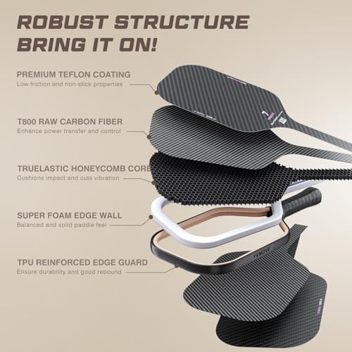T700 Raw Carbon Fiber Pickleball Paddle for Ultimate Spin & Consistency USAPA ApprovedPremium Pickle Ball Racket with 16