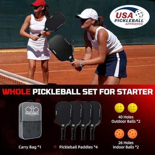 BAGAIL USAPA Approved Pickleball Paddles Set for Traction and Stability | Lightweight BAGAIL Pickleball Rackets with 4