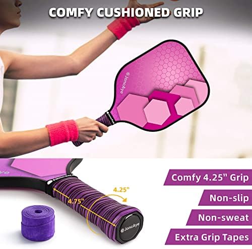 JoncAye USAPA Approved Pickleball Paddles Set of 4 for Adults, Men, Women, and Kids with Balls and Bag JoncAye USAPA App