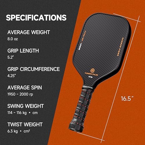 V7 Pro Pickleball Paddle - 3K Raw Carbon Fiber, 16mm Polypropylene Core, 3D PulseGrip Handle, Ideal for All Skill Levels