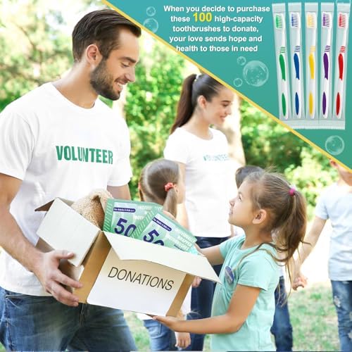Bulk Disposable Travel Toothbrushes Pack - Soft Bristle Good Cleaning for Kids, Adult & Elderly | 50 Pcs Individually W