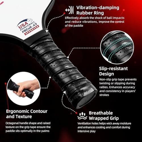 BAGAIL USAPA Approved Pickleball Paddles Set for Traction and Stability | Lightweight BAGAIL Pickleball Rackets with 4