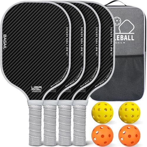 BAGAIL USAPA Approved Pickleball Paddles Set for Traction and Stability | Lightweight BAGAIL Pickleball Rackets with 4