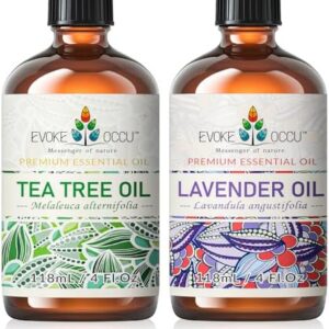 EVOKE OCCU Tea Tree Essential Oil and Lavender Essential Oil for Skin Revitalization - Ideal for Daily Use - 4 Fl Oz |