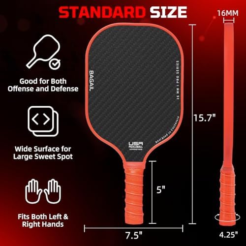 BAGAIL USAPA Approved Pickleball Paddles Set for Traction and Stability | Lightweight BAGAIL Pickleball Rackets with 4