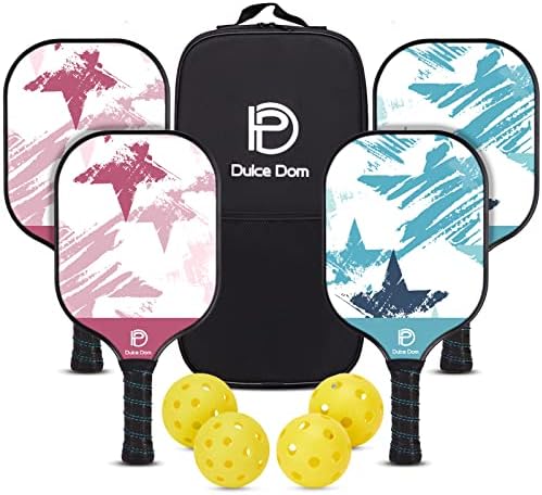 DULCE DOM USAPA Approved Fiberglass/Carbon Fiber Pickleball Paddles Set of 4 for Training | DULCE DOM 4 Indoor Outdoor