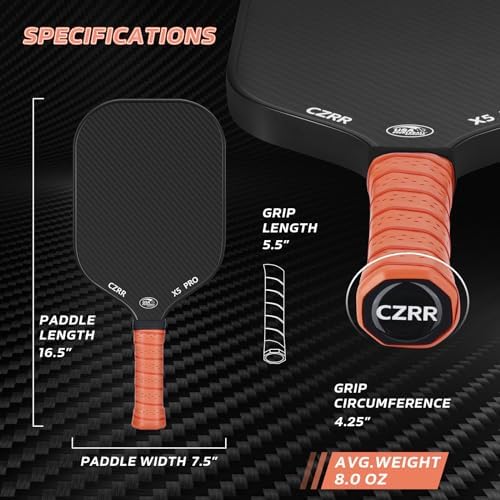 USA Pickleball Approved Pickleball Paddle, 3K Raw Carbon Fiber Surface (CFS) High Grit & Spin, Ideal for Novice and Prof
