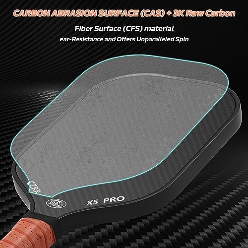 USA Pickleball Approved Pickleball Paddle, 3K Raw Carbon Fiber Surface (CFS) High Grit & Spin, Ideal for Novice and Prof